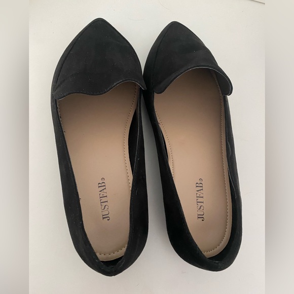 Black Suede Pointed Toe Loafers - Picture 3 of 6